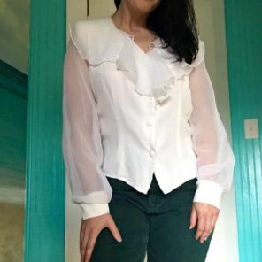 Women's Vintage 70s 80s Romantic Top Med