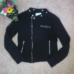 Black Biker Moto-style Jacket Sweater