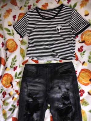Striped Alien Crop Top
