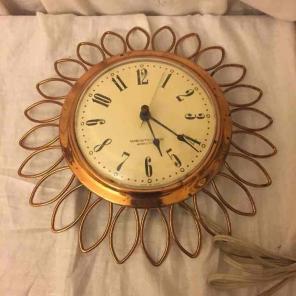 1960's Westclox Sunburst Copper Clock