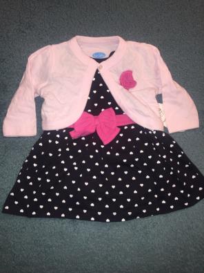 Black Heart Dress W/ Pink cardigan