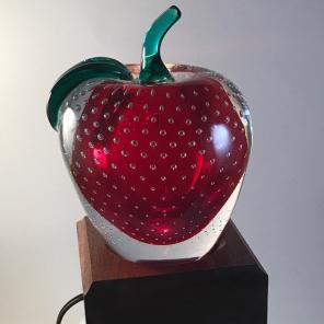 Apple Paperweight With Light Box Vintage
