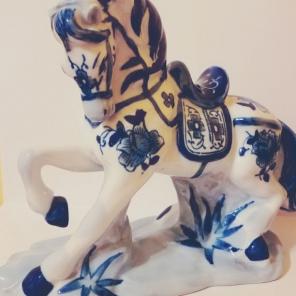 Handpainted Blue & White Porcelian Horse