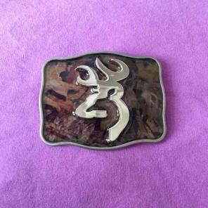 Browning Deer Head Camo-Silver Buckle