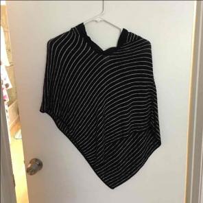 Striped black and white poncho