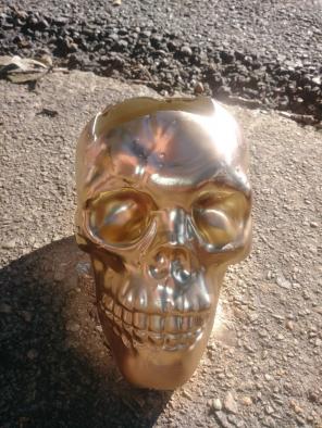 Hand Painted Gold Skull Planter