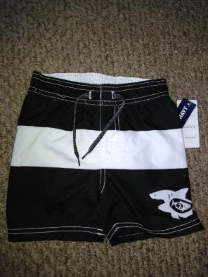 NWT old navy white black swim trunks