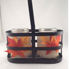 Fall Candle Holder Jars with Metal Rack