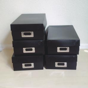Set Of 5 Black Plastic Boxes