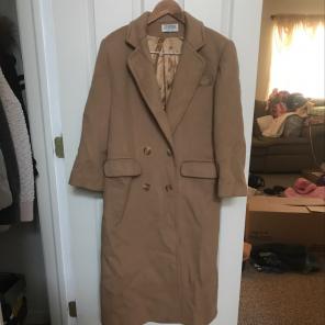 Camel 100% Wool Heavy Winter Trench Coat