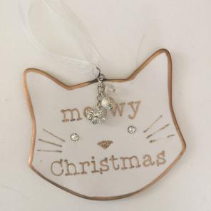 Meowy Christmas Ceramic Ornament