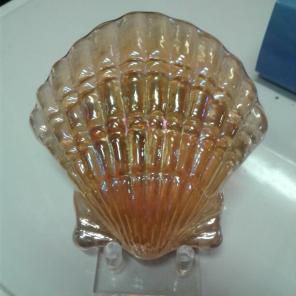 Amber iridecent Glass Scallop Shell