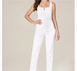 Bebe V-notch White jumpsuit