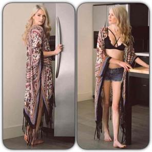 F/S Bohemian Tassel Kimono Wrap Coverup