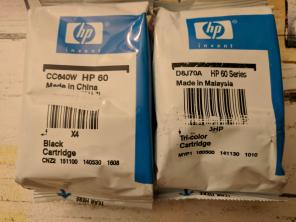 Hp 60 ink cartridges black and color new