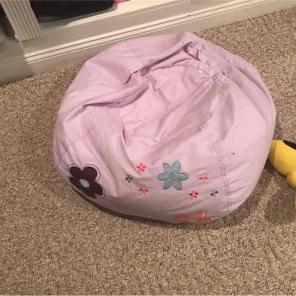 Purple floral bean bag chair