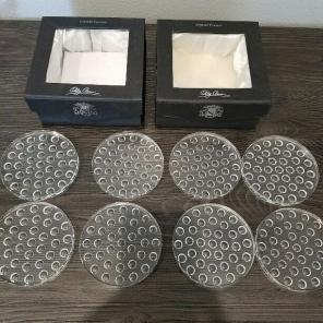 8 New Round Crystal Coasters In Box