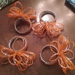 Set of Napkin Rings Beaded Peach