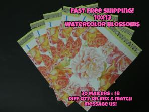 30 Poly Mailers 10x13 Watercolor Blossom