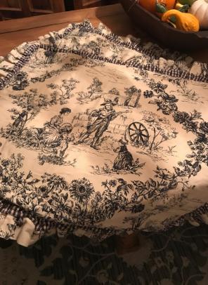 Navy Blue And Tan Standard Ruffled Shams