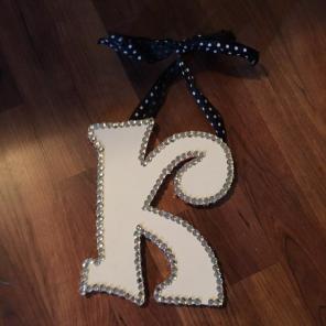 Rhinestoned "K" for Hanging