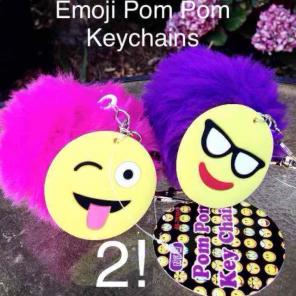 FreeShip! Emoji Pom Pom Keychains-2!