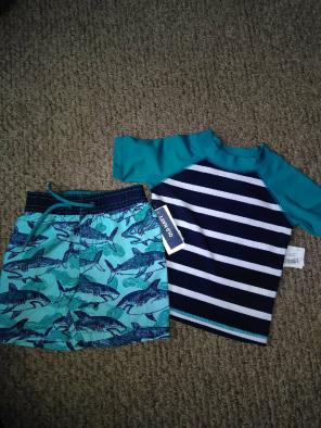 NWT old navy 2 PC swim suit shark 12-18M
