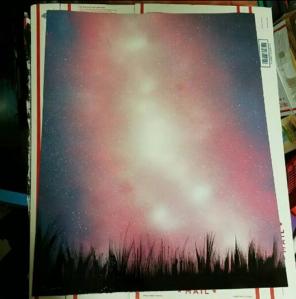Original night sky spray paint art
