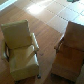 Antique kids leather rocking chairs