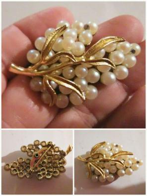 Vintage faux pearl brooch
