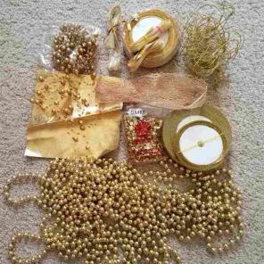 Gold Ribbons beads bundle of 10 craft