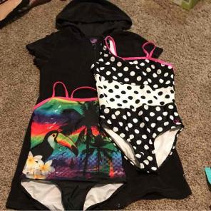 2 Bathing Suits and Coverup girls sz L