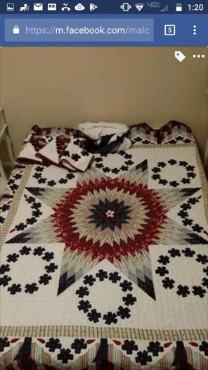 Vintage red ivory blue star quilt 5pcs
