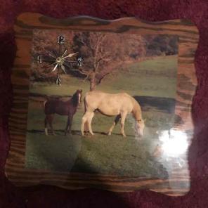 Antique Wooden Horses Clock