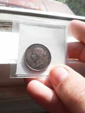 1874 H Silver Canadian Quarter