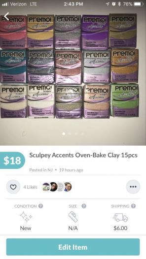 Sculpey Accents Oven-Bake Clay 15pcs