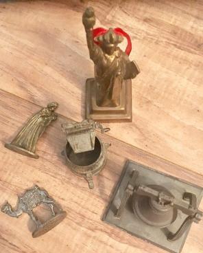 Vintage Miniature Brass Iron Figures Lot