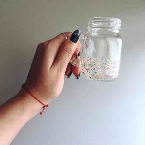 Teeny mason jar with confetti paint!!