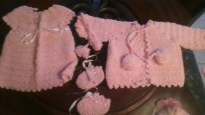 Hand made 4 pc. Dress, Sweater & Hat Set