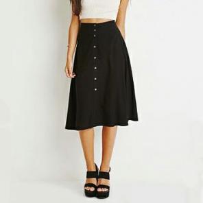F21 Button Front A-Line Skirt