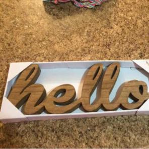Wooden Hello sign