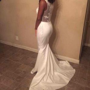 White Lace Fit/ Flare Formal Prom Dress