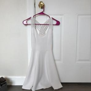 Stretchy White Dress, Crossover Straps