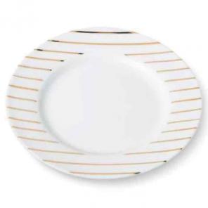 White and Gold striped Appetizer Plates