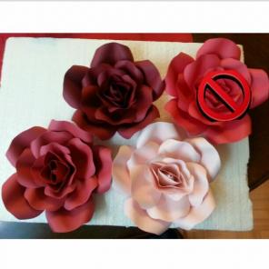 CUSTOM Set of Burgundy Blush Paper Roses