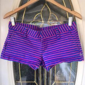 Pink Blue Striped Vintage Retro Shorts