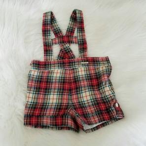 Vintage plaid shortalls 12m