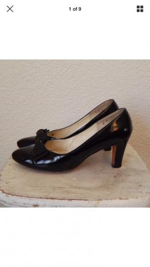 Vintage 50s Black Bow High Heels 6