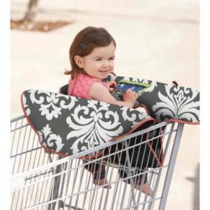 Damask grey & white shopping cart cover