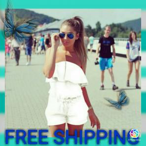 NEW! Sexy White Strapless Shorts Romper
